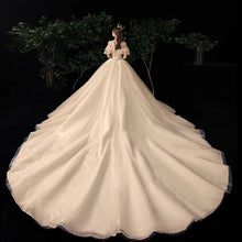 將圖片載入圖庫檢視器，The Serenity Wedding Bridal Off Shoulder Glitter Champagne Gown - WeddingConfetti