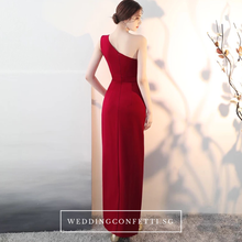 將圖片載入圖庫檢視器，The Claudine One Shoulder Red / Black / White Gown With Slit - WeddingConfetti
