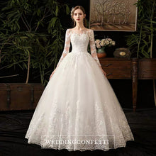 將圖片載入圖庫檢視器，The Quentine Wedding Bridal Illusion Long Sleeves Gown - WeddingConfetti
