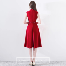將圖片載入圖庫檢視器，The Wendy Structured A-line Black / Red Midi Dress - WeddingConfetti