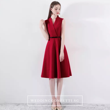將圖片載入圖庫檢視器，The Wendy Structured A-line Black / Red Midi Dress - WeddingConfetti