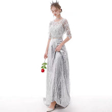 將圖片載入圖庫檢視器，The Kumie Long Sleeve Black/Red/Pink/Silver Gown - WeddingConfetti