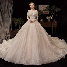 將圖片載入圖庫檢視器，The Fenelee Wedding Bridal Off Shoulder Champagne Gown - WeddingConfetti