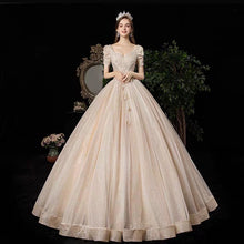 將圖片載入圖庫檢視器，The Isabrina Wedding Bridal Short  Sleeves Champagne Gown - WeddingConfetti