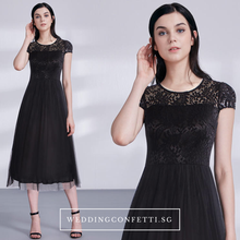 將圖片載入圖庫檢視器，The Veronica Black Cap Sleeves Gown - WeddingConfetti