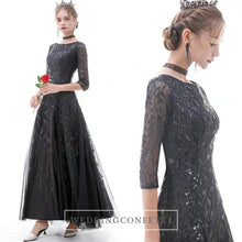 將圖片載入圖庫檢視器，The Marleigh Long Sleeve Black/Blue/Silver Gown - WeddingConfetti