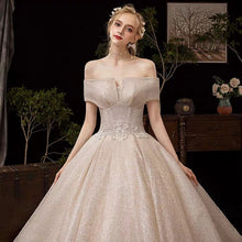 將圖片載入圖庫檢視器，The Fenelee Wedding Bridal Off Shoulder Champagne Gown - WeddingConfetti