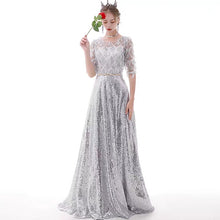 將圖片載入圖庫檢視器，The Kumie Long Sleeve Black/Red/Pink/Silver Gown - WeddingConfetti