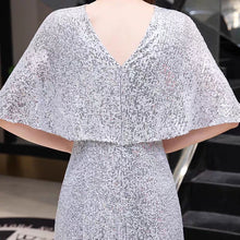將圖片載入圖庫檢視器，The Rayna Silver Sequined Draped Sleeves Gown (Available in 2 colours) - WeddingConfetti