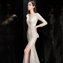 將圖片載入圖庫檢視器，The Quenta Long Sleeves Sequined Gown - WeddingConfetti
