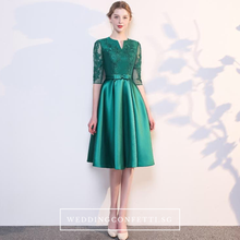將圖片載入圖庫檢視器，The Anastasia Green Lace Long Sleeves Gown - WeddingConfetti