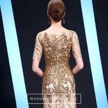 將圖片載入圖庫檢視器，The Kerdelle Purple / Gold Long Illusion Sleeves Gown (Available in 2 colours) - WeddingConfetti