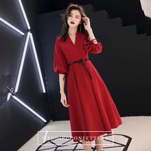 將圖片載入圖庫檢視器，The Wendy Structured A-line Black / Red Midi Dress - WeddingConfetti