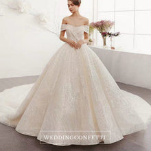 將圖片載入圖庫檢視器，The Ristelle Wedding Bridal Sequined Off Shoulder Gown - WeddingConfetti