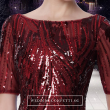 將圖片載入圖庫檢視器，The Carolina Blue / Red / Gold Long Sleeves Sequined Gown (Available in 3 colours) - WeddingConfetti