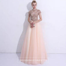 將圖片載入圖庫檢視器，The Rosalle Ombré High Collar Champagne Gown - WeddingConfetti
