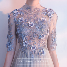 將圖片載入圖庫檢視器，The Sarah Grey Long Sleeves Lace Gown - WeddingConfetti
