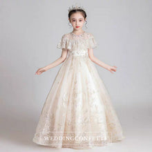 將圖片載入圖庫檢視器，The Kyla Champagne Flower Girl Dress - WeddingConfetti