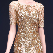 將圖片載入圖庫檢視器，The Kerdelle Purple / Gold Long Illusion Sleeves Gown (Available in 2 colours) - WeddingConfetti