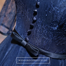 將圖片載入圖庫檢視器，The Dacia Blue Long Sleeves Gown - WeddingConfetti