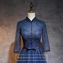 將圖片載入圖庫檢視器，The Dacia Blue Long Sleeves Gown - WeddingConfetti