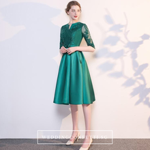 將圖片載入圖庫檢視器，The Anastasia Green Lace Long Sleeves Gown - WeddingConfetti