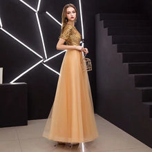 將圖片載入圖庫檢視器，The Gideon Short Sleeve Gold/Silver/Black Sequined Gown - WeddingConfetti