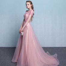 將圖片載入圖庫檢視器，The Pennslyvania Pink Short Sleeve Tulle Gown - WeddingConfetti
