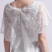 將圖片載入圖庫檢視器，The Petunia Wedding Bridal Illusion Short Draped Sleeves Lace Gown - WeddingConfetti