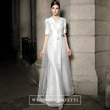 將圖片載入圖庫檢視器，The Paloma Wedding Bridal White Short Sleeve Gown - WeddingConfetti