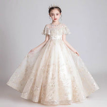 將圖片載入圖庫檢視器，The Kyla Champagne Flower Girl Dress - WeddingConfetti