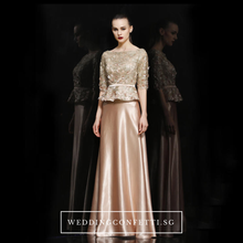 將圖片載入圖庫檢視器，The Adella Sequined Champagne / Red Long Sleeves Gown (Available in 2 colours) - WeddingConfetti