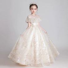 將圖片載入圖庫檢視器，The Kyla Champagne Flower Girl Dress - WeddingConfetti