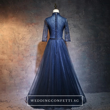 將圖片載入圖庫檢視器，The Dacia Blue Long Sleeves Gown - WeddingConfetti