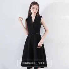 將圖片載入圖庫檢視器，The Wendy Structured A-line Black / Red Midi Dress - WeddingConfetti