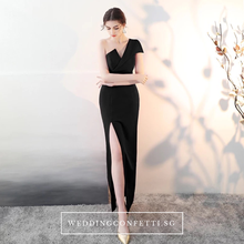 將圖片載入圖庫檢視器，The Claudine One Shoulder Red / Black / White Gown With Slit - WeddingConfetti