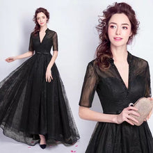 將圖片載入圖庫檢視器，The Lerynn Short Sleeve Black Gown - WeddingConfetti
