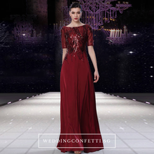 將圖片載入圖庫檢視器，The Carolina Blue / Red / Gold Long Sleeves Sequined Gown (Available in 3 colours) - WeddingConfetti