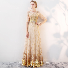 將圖片載入圖庫檢視器，The Trina Gold Long Sleeves Gown - WeddingConfetti