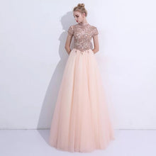 將圖片載入圖庫檢視器，The Rosalle Ombré High Collar Champagne Gown - WeddingConfetti