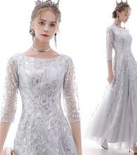將圖片載入圖庫檢視器，The Marleigh Long Sleeve Black/Blue/Silver Gown - WeddingConfetti