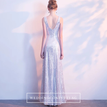 將圖片載入圖庫檢視器，The Marilyn Glitter Silver / Black Sleeveless Gown - WeddingConfetti