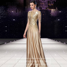 將圖片載入圖庫檢視器，The Carolina Blue / Red / Gold Long Sleeves Sequined Gown (Available in 3 colours) - WeddingConfetti