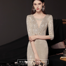 將圖片載入圖庫檢視器，The Tiffin Champagne Long Sleeves Mermaid Gown - WeddingConfetti