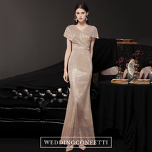 將圖片載入圖庫檢視器，The Penny Champagne Short Sleeve Gown - WeddingConfetti