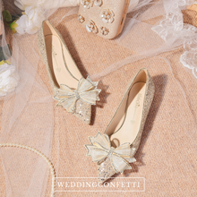 將圖片載入圖庫檢視器，The Haren Wedding Bridal Champagne Gold Flats - WeddingConfetti