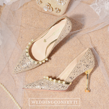 將圖片載入圖庫檢視器，The Hira Wedding Bridal Champagne/Silver Heels - WeddingConfetti