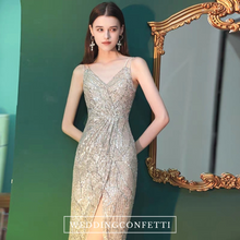 將圖片載入圖庫檢視器，The Pera Sequined Silver Sleeveless Gown - WeddingConfetti
