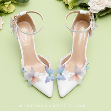 將圖片載入圖庫檢視器，The Floral Edition - The Elisa White Butterfly Heels - WeddingConfetti