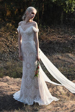 將圖片載入圖庫檢視器，The Kalista Bohemian Off Shoulder Gown - WeddingConfetti